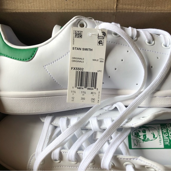 NEW in box! Adidas Stan Smith white and green Mens sneaker size 11 and… - Picture 4 of 12